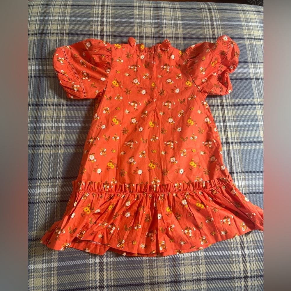 Janie and Jack floral puff sleeve short sleeve dress Blazing Sun Floral - Picture 3 of 5